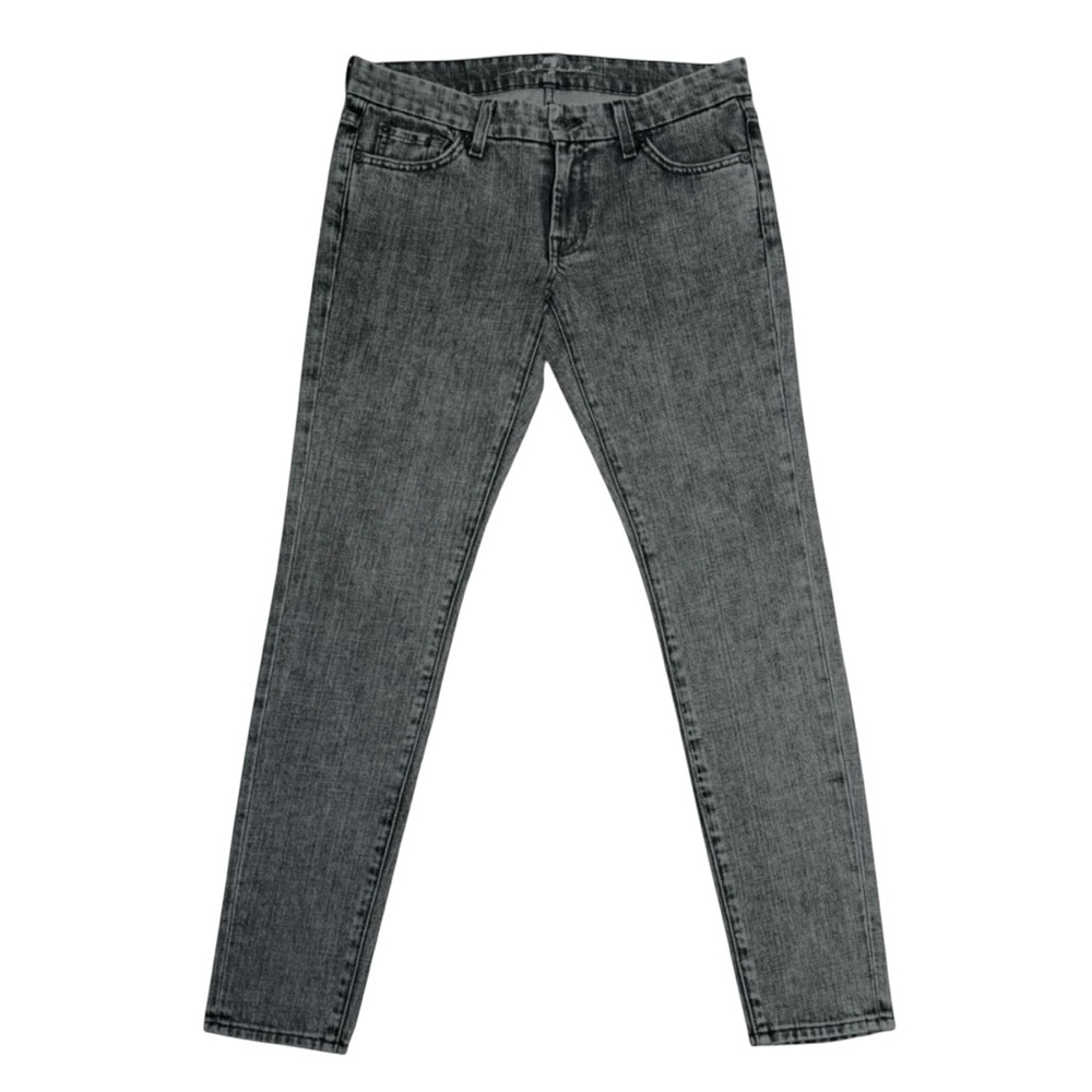 Women’s  7 For All Mankind Gray Black Lucy Acid Wash Skinny Jeans Size 28